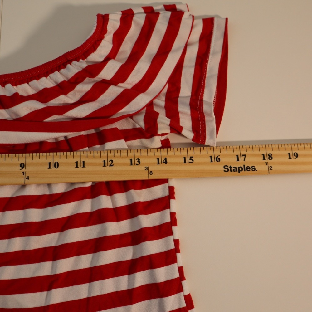 Loguin Cherry Red Ruffle Collar Top Size M - Picture 4 of 5